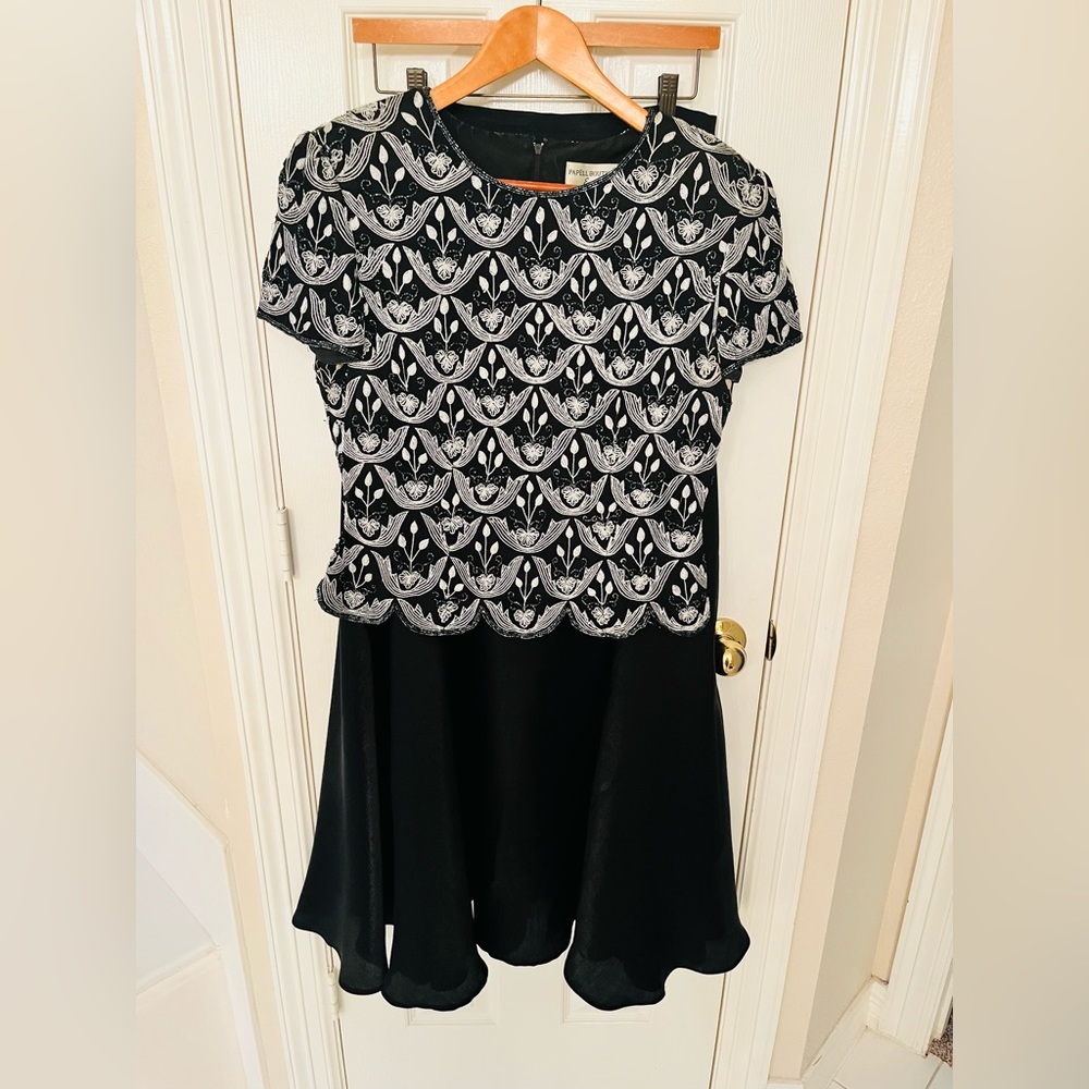 Women’s formal skirt and beaded blouse black and gray